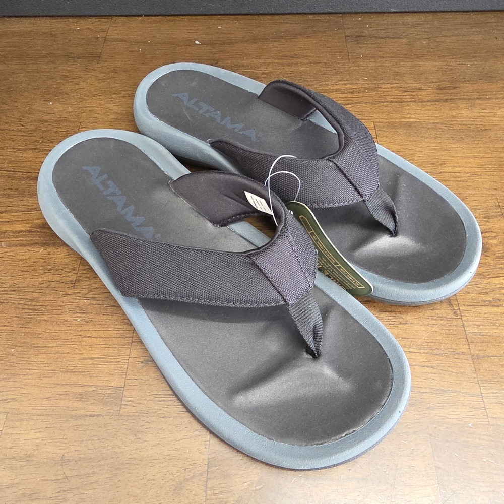 Altama Flip Flops Mens Size 9 Black Grey Tactical Thong Sandals 859001 NWT